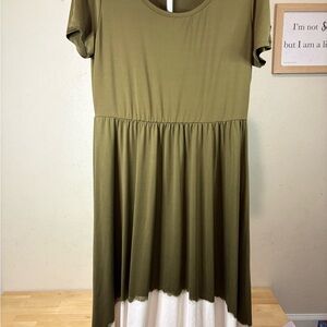 LuLaRoe Maxi. Olive Green and White Dress. 2XL